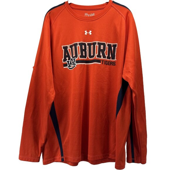 Under Armour Mens Loose Shirt Size Large Long Sleeve Auburn AU Tigers Orange - Picture 1 of 8